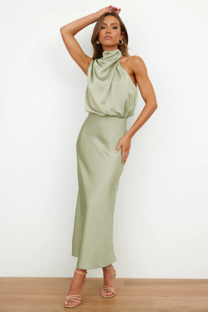 Caylee™ | Satin Elegance Halter Dress