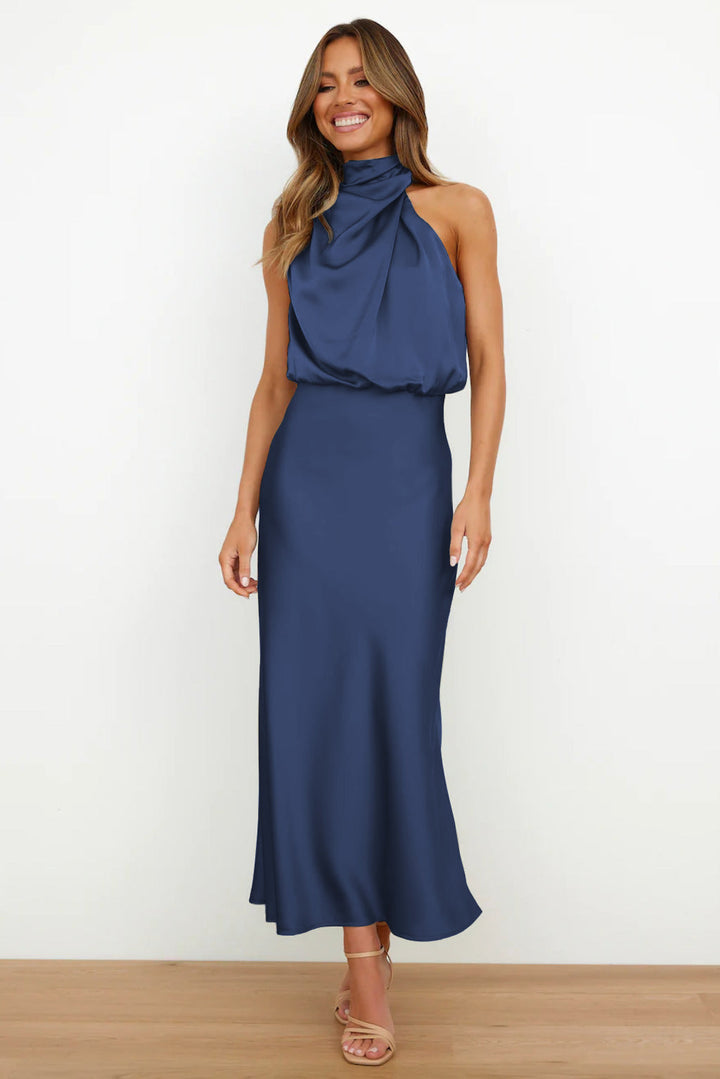 Caylee™ | Satin Elegance Halter Dress