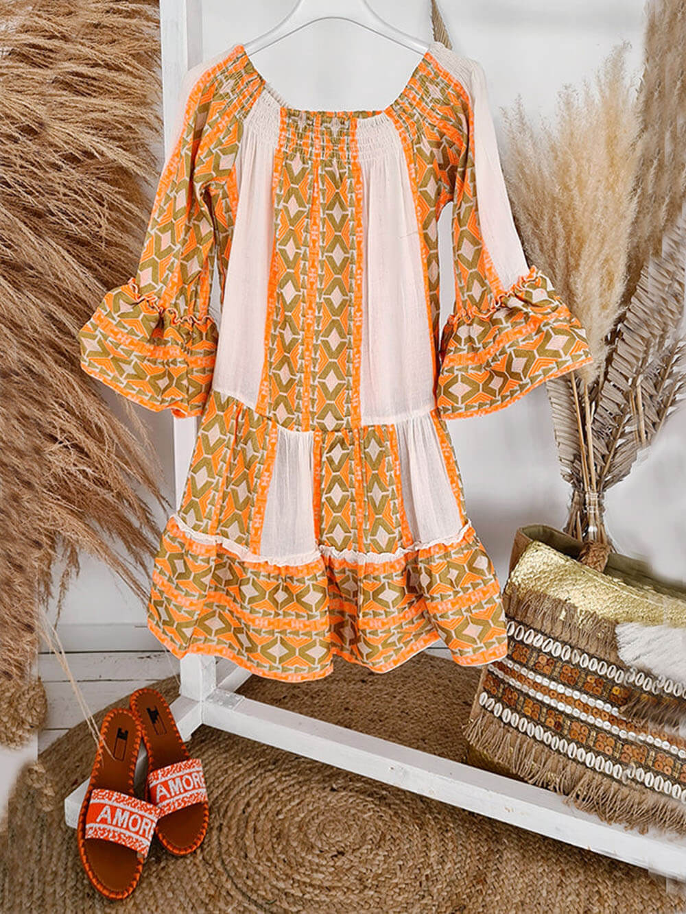 Joyce - Boho Off Shoulder Mini Dress