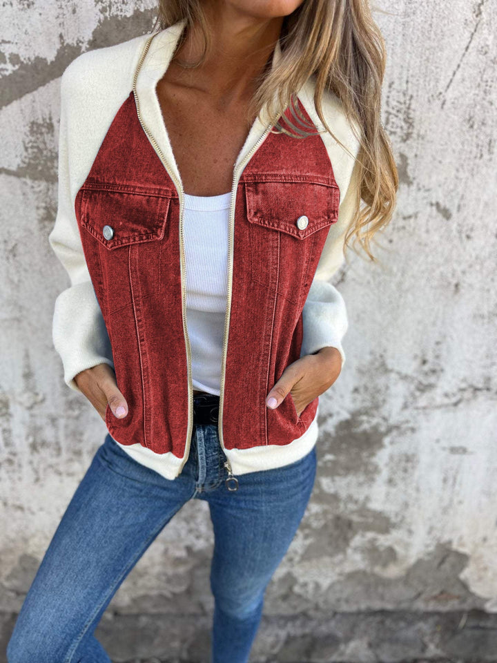 Nathalia™  - Casual V-neck Zipper Jacket