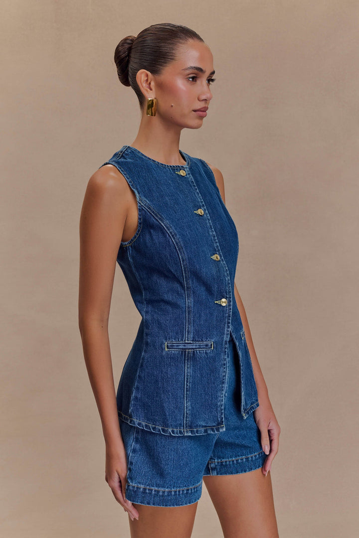 Ava - Round Neck and Sleeveless Vest Set