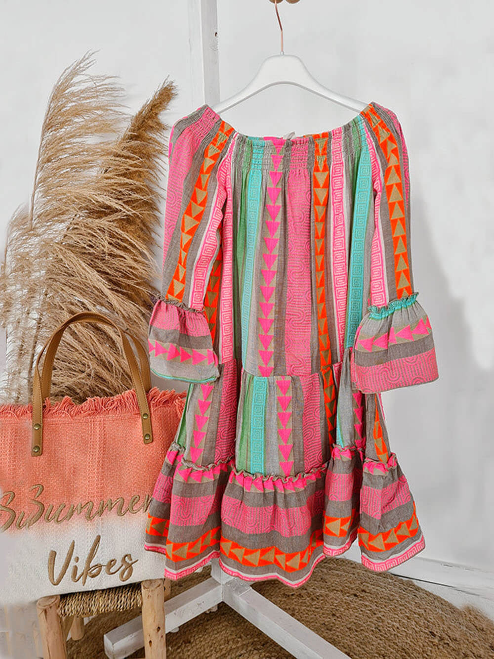 Joyce - Boho Off Shoulder Mini Dress