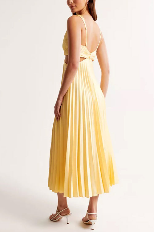 Evaa™ | Sleeveless Pleated Maxi Dress
