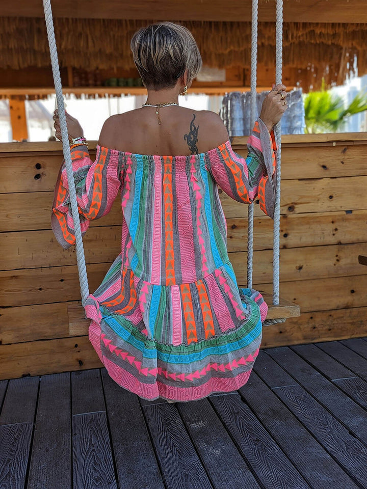 Joyce - Boho Off Shoulder Mini Dress