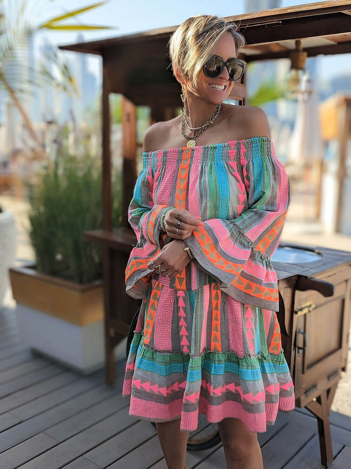 Joyce - Boho Off Shoulder Mini Dress