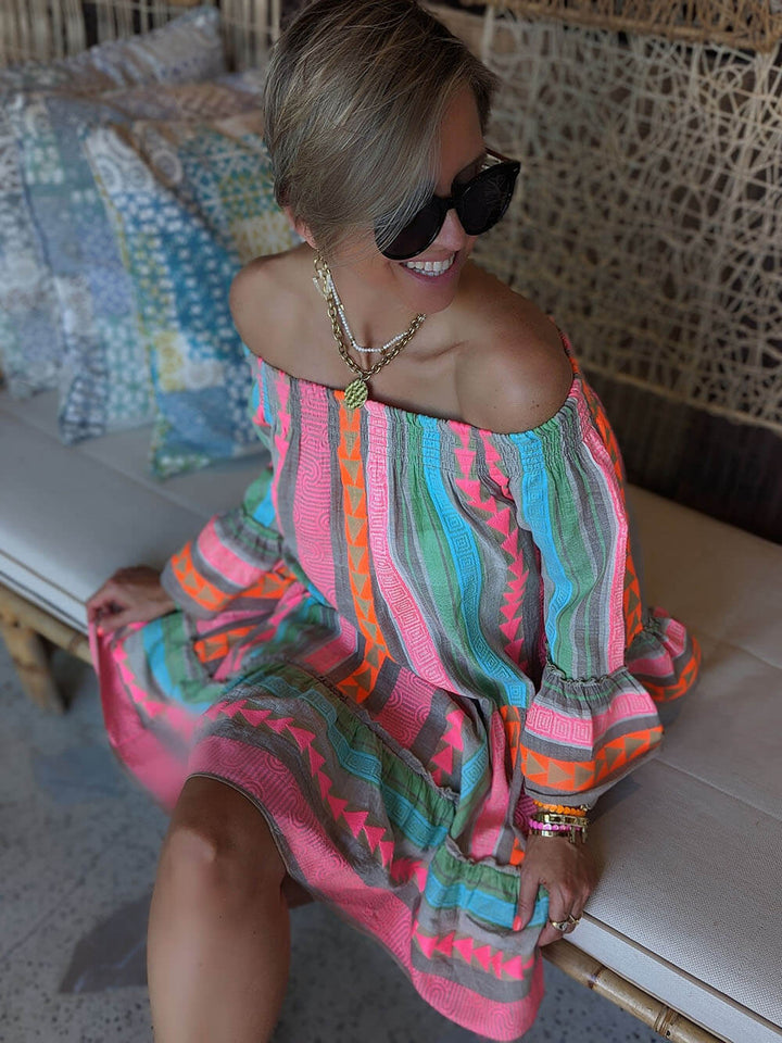 Joyce - Boho Off Shoulder Mini Dress