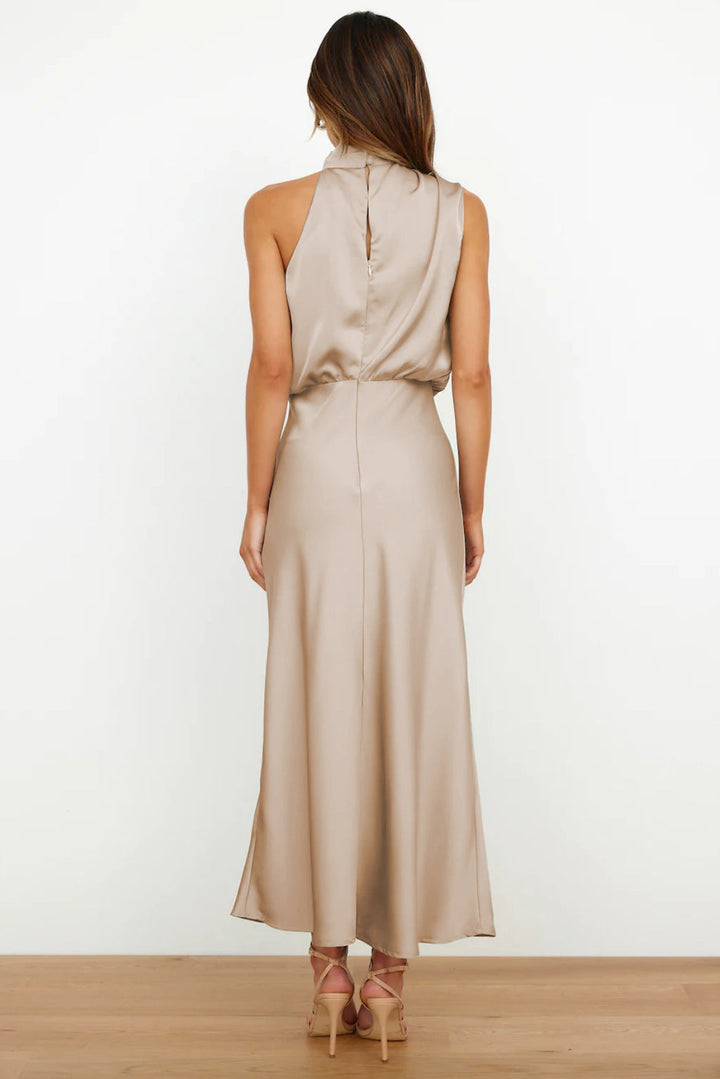 Caylee™ | Satin Elegance Halter Dress