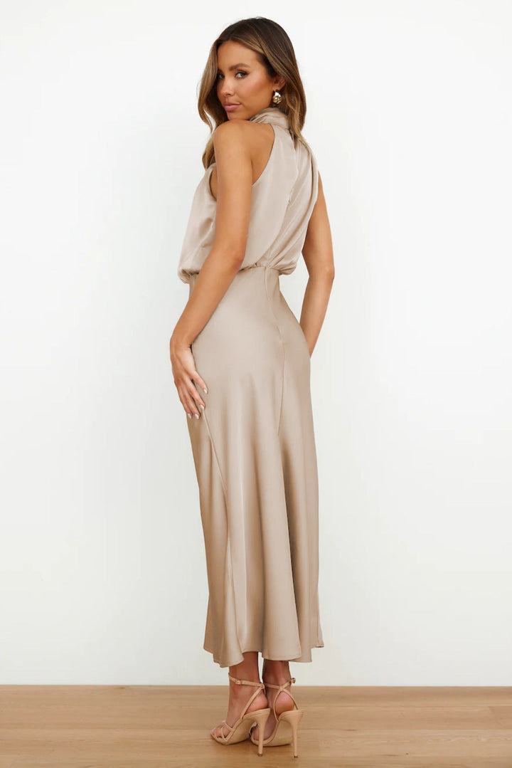 Caylee™ | Satin Elegance Halter Dress