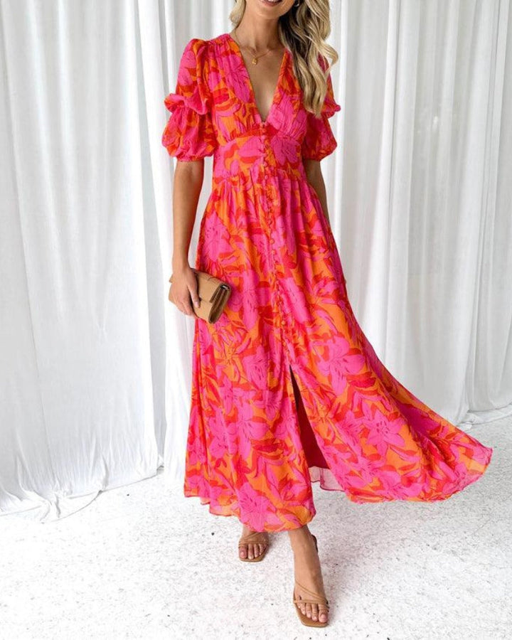 Delana - Rose Red Maxi Dress