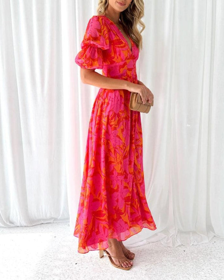 Delana - Rose Red Maxi Dress