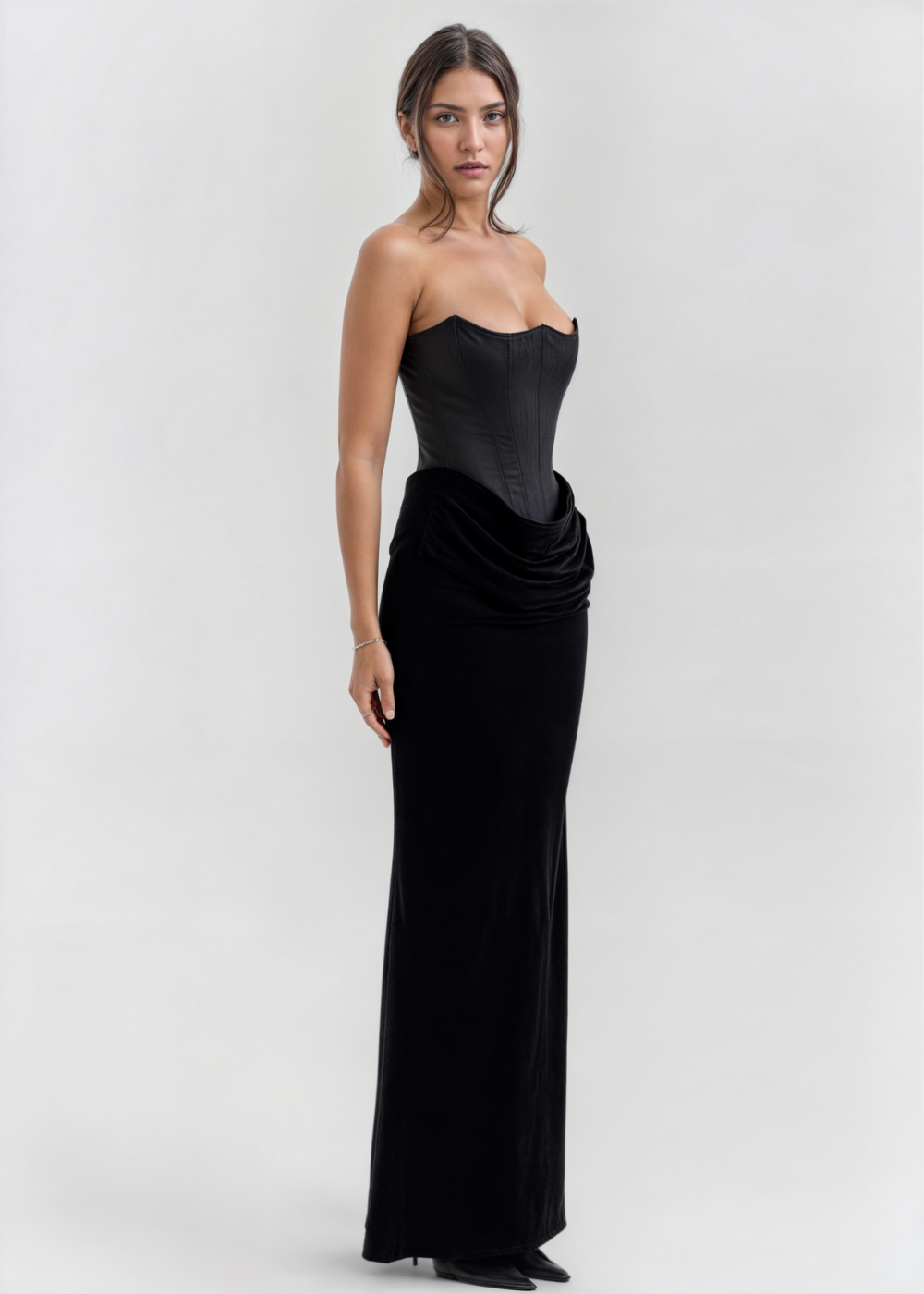 Daphne Velvet Corset Maxi Dress