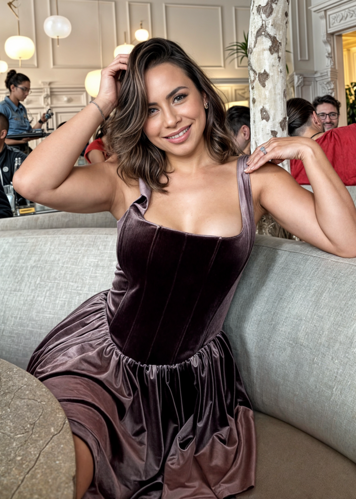 Emilia Velvet Corset Midi Dress