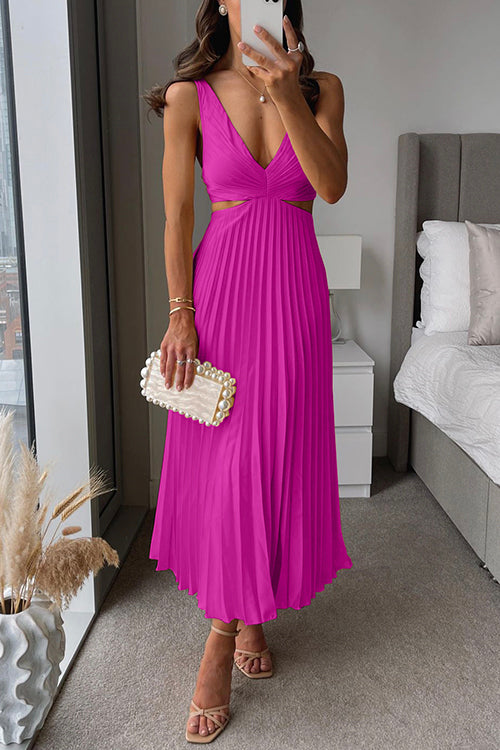 Evaa™ | Sleeveless Pleated Maxi Dress