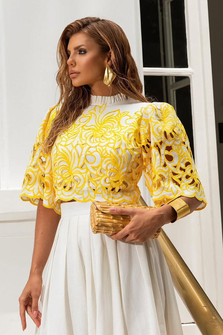 Kim Floral Embroidered Two-Piece Set