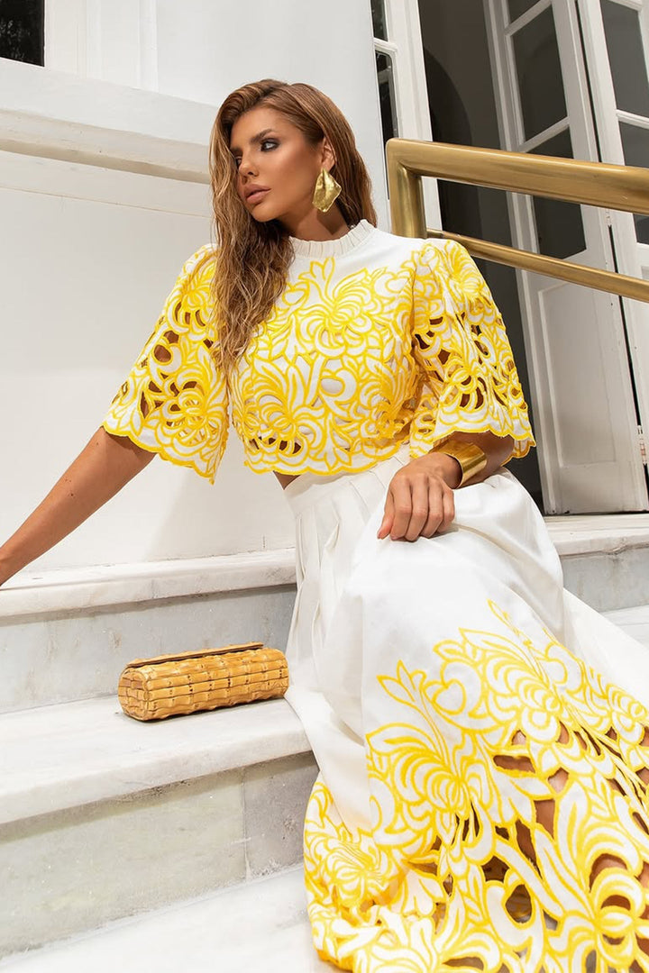 Kim Floral Embroidered Two-Piece Set