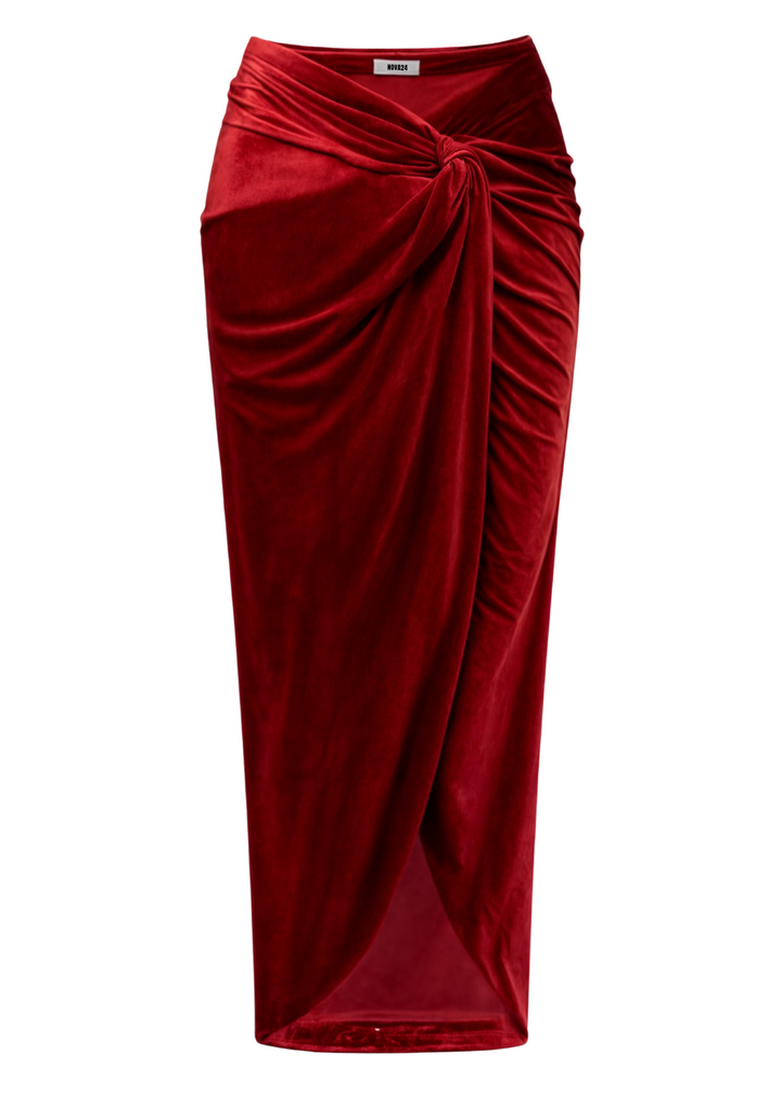 Seraphina Red Velvet Maxi Dress