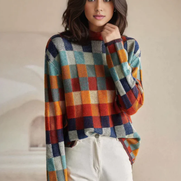 Estelle™ | Patchwork Turtleneck Sweater