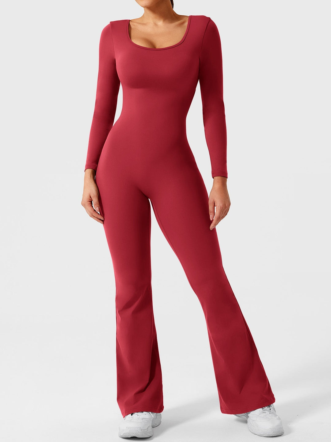 Lizvette™ | Flare Long Sleeve V-back Jumpsuit
