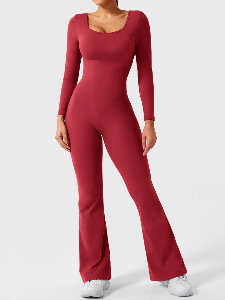 Lizvette™ | Flare Long Sleeve V-back Jumpsuit