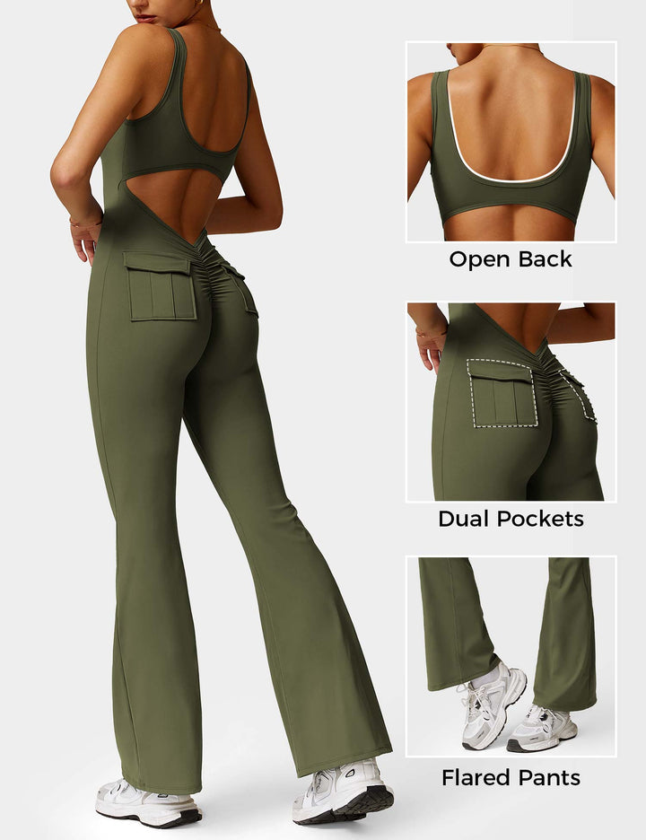 Lula™ | V-Waist Flared Jumpsuit with Pockets