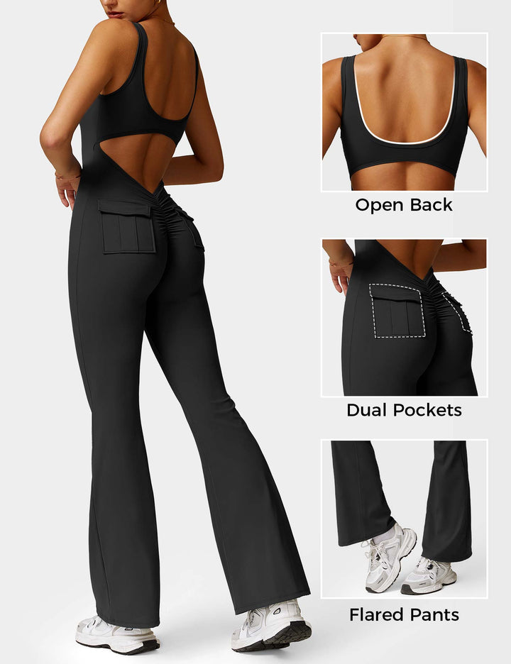 Lula™ | V-Waist Flared Jumpsuit with Pockets