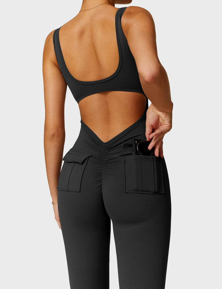 Lula™ | V-Waist Flared Jumpsuit with Pockets