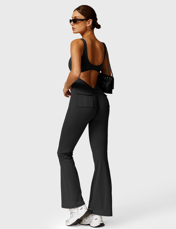 Lula™ | V-Waist Flared Jumpsuit with Pockets