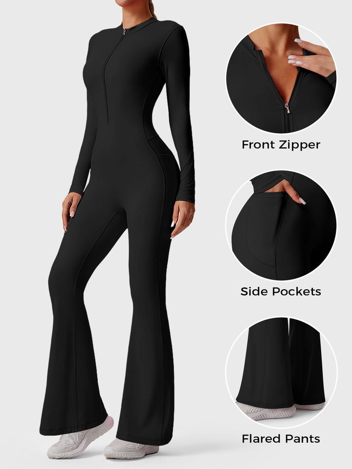 Hope™ | Long Sleeve Zipper Flared Jumpsuit