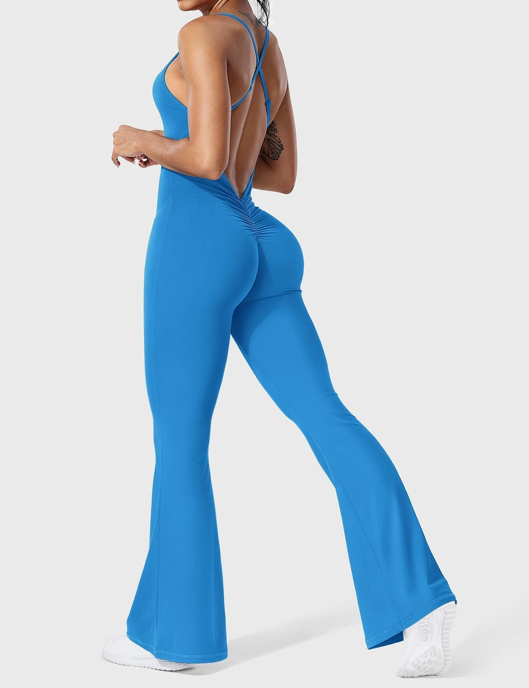 Bruna™ | V-Back Cross Flared Jumpsuit