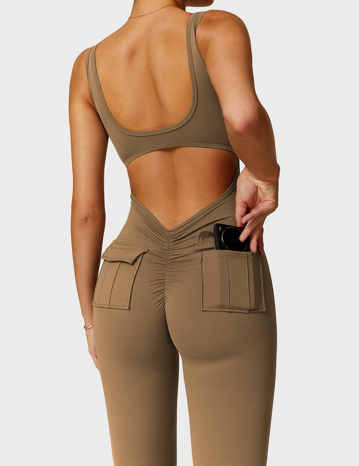 Lula™ | V-Waist Flared Jumpsuit with Pockets