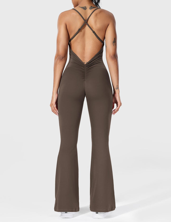 Bruna™ | V-Back Cross Flared Jumpsuit