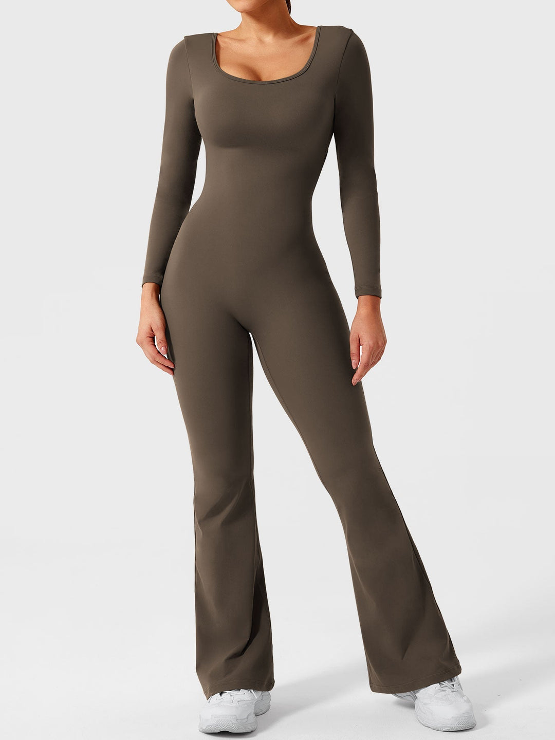Lizvette™ | Flare Long Sleeve V-back Jumpsuit