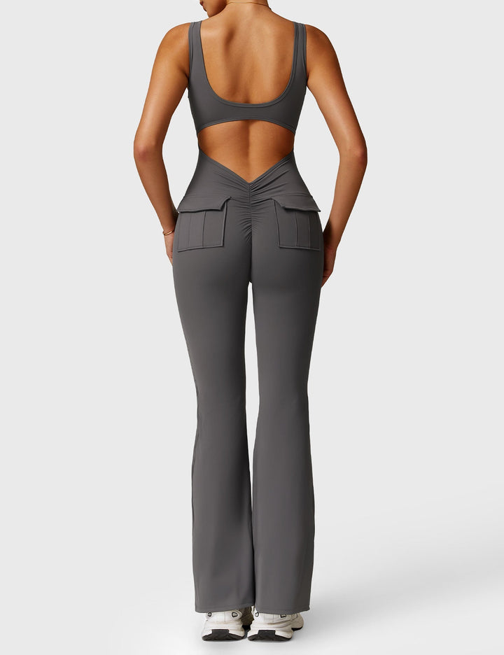 Lula™ | V-Waist Flared Jumpsuit with Pockets