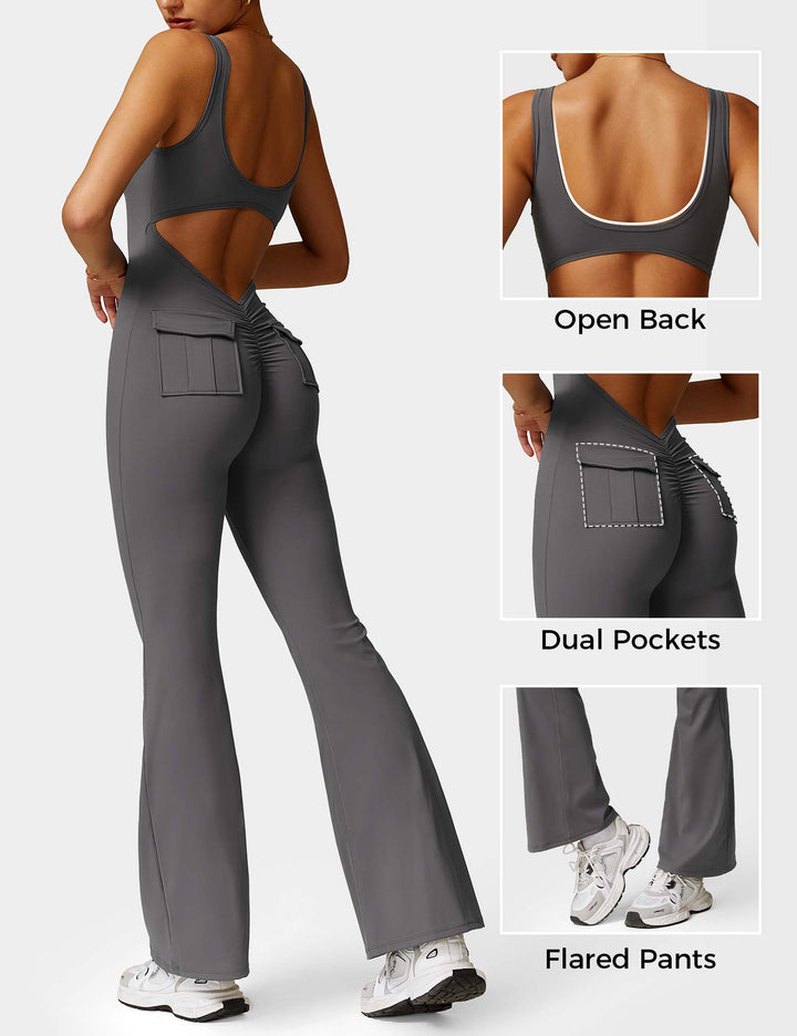 Lula™ | V-Waist Flared Jumpsuit with Pockets