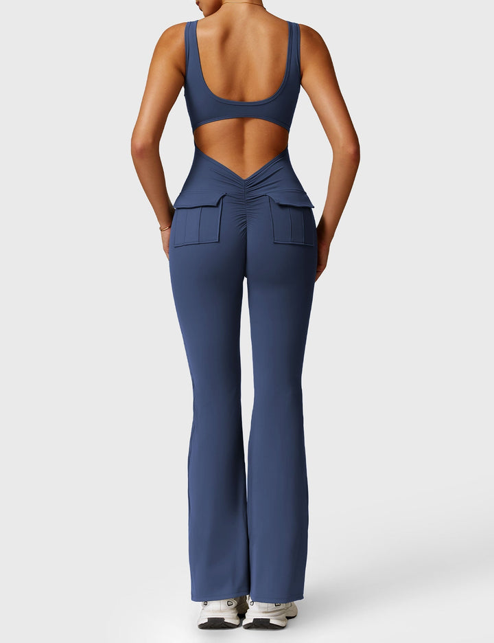 Lula™ | V-Waist Flared Jumpsuit with Pockets