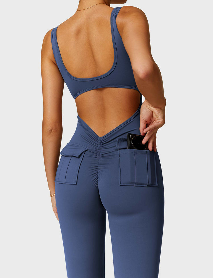 Lula™ | V-Waist Flared Jumpsuit with Pockets