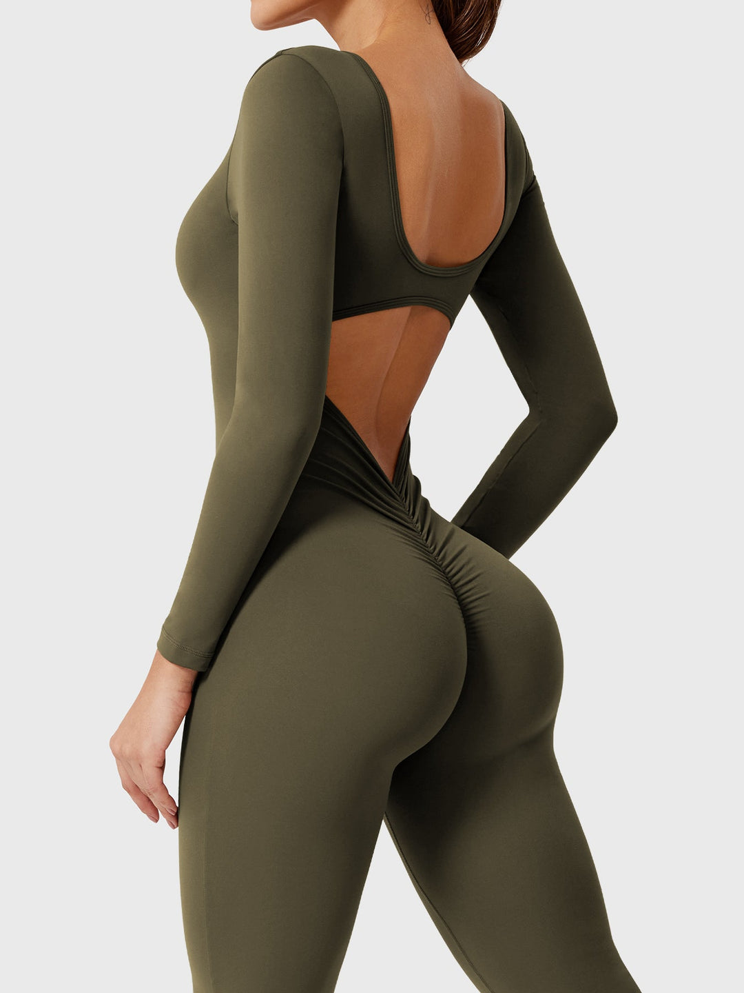 Lizvette™ | Flare Long Sleeve V-back Jumpsuit