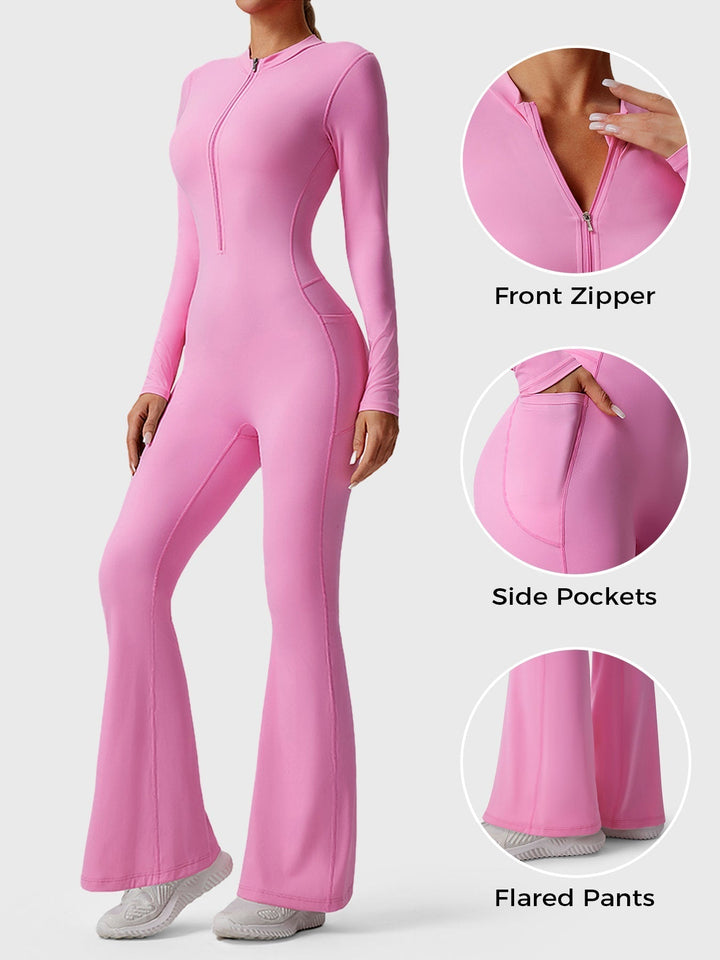 Hope™ | Long Sleeve Zipper Flared Jumpsuit