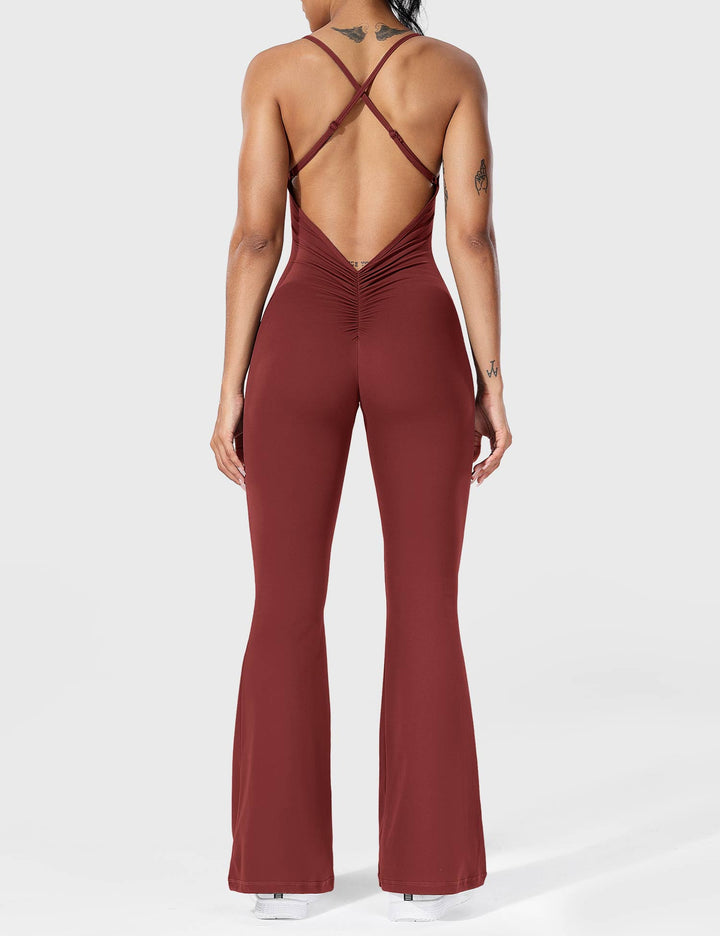 Bruna™ | V-Back Cross Flared Jumpsuit