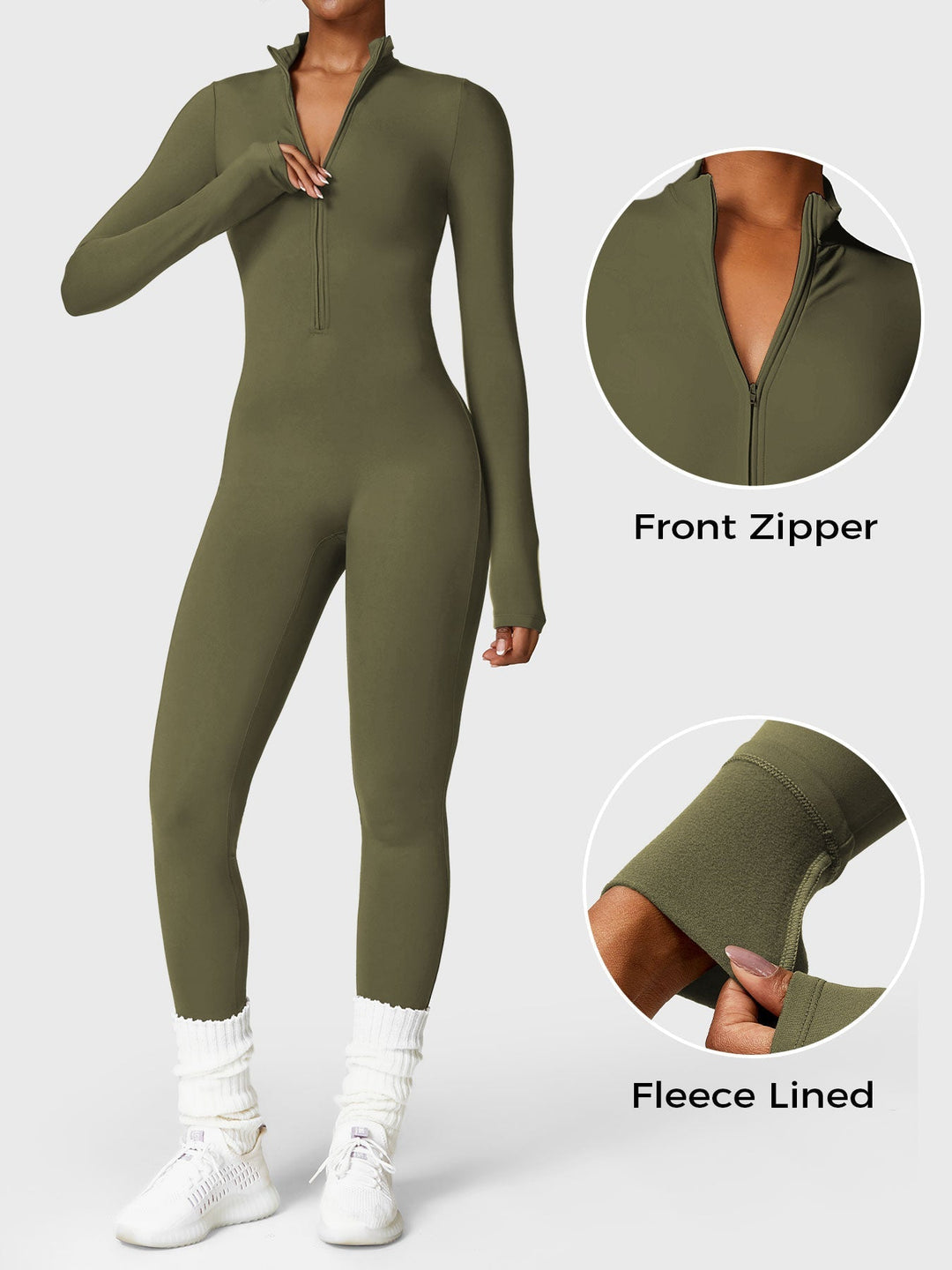 Belle™ | Fleece Long Sleeve Zipper Jumpsuit