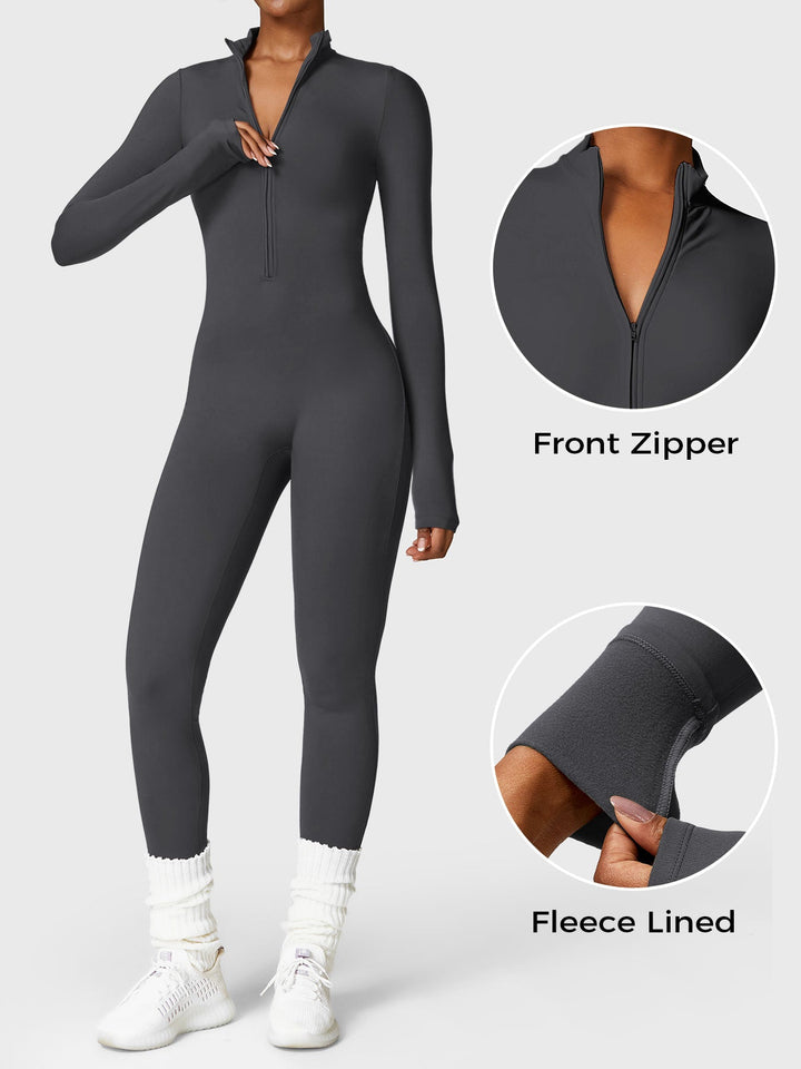 Belle™ | Fleece Long Sleeve Zipper Jumpsuit