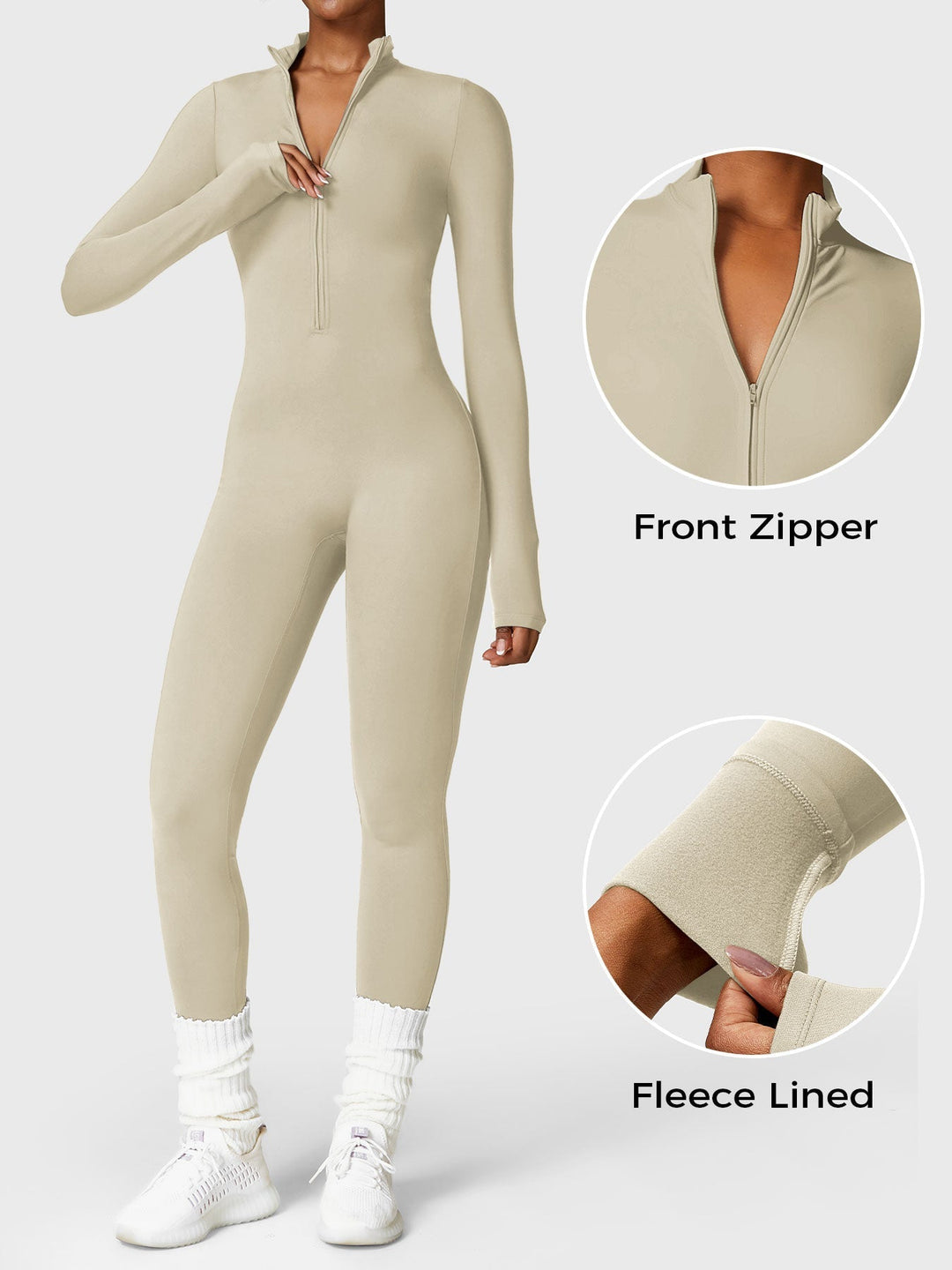 Belle™ | Fleece Long Sleeve Zipper Jumpsuit