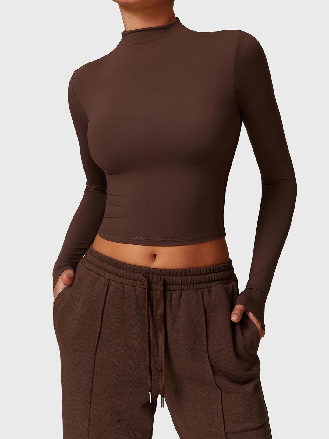Alma™ | Turtle Neck Long Sleeve Crop Top